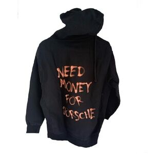 Black Hoodie with Orange Text